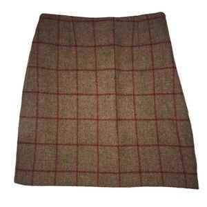 ❤️ Hobbs Brown & Red Pencil Plaid Print Skirt ❤️